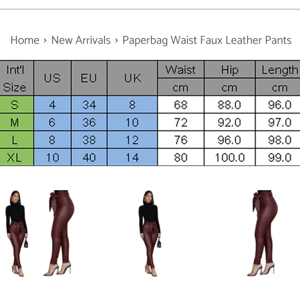 Paperbag Waist Faux Leather Pants - Picture 7 of 8